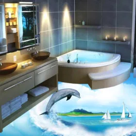 Adesivos Pisos - 3D wave-nature-heart.