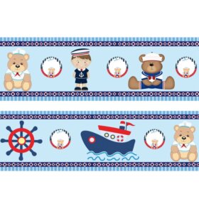 Faixas/Bordas Infantis de Marinheiro com ursinhos fundo Azul