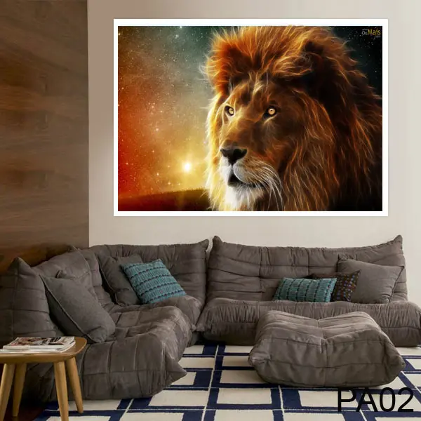 Adesivo Painel de Parede de leão para Quarto e Sala
